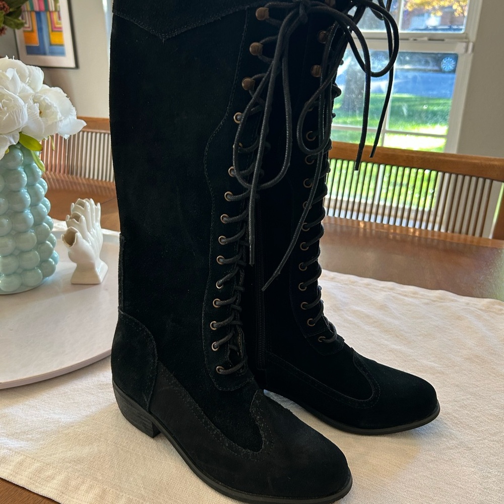 Black Lace-Up Girl’s Boots